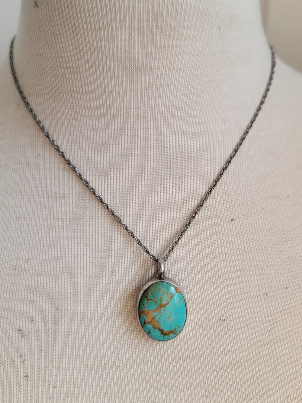 Chimney Butte Sterling Silver Royston Turquoise Pendant Necklace - Santa Fe 11g